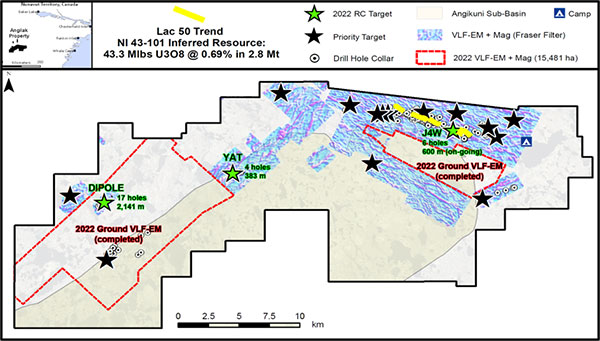 Figure 2: Regional Map of Angilak Property, Summarizing 2022 Exploration to Date